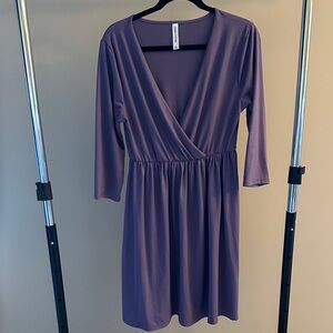 Zenana Long Sleeve Purple Dress